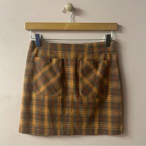 Nectar Clothing Rust Orange Plaid Mini Skirt Size S NWT
